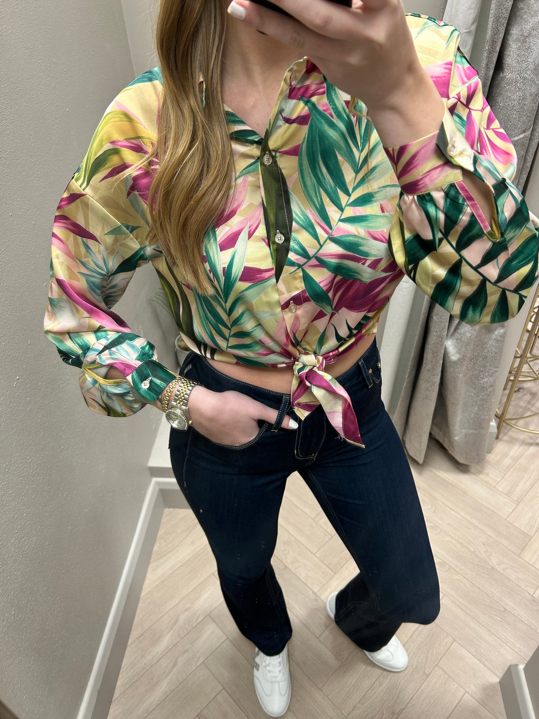 Guess peony floral shirt w5gh85wh6c0