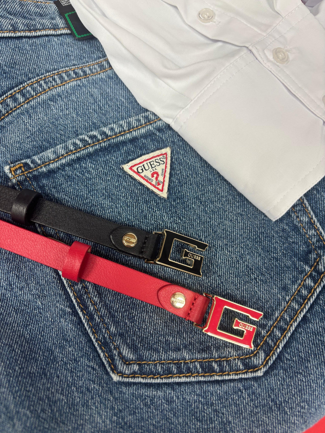BW7577LEA15 Black guess logo g belt