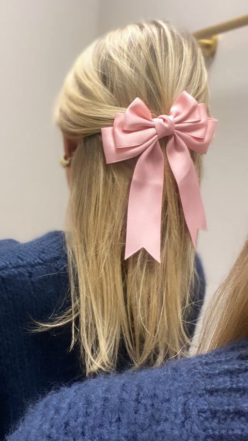 Vintage Pink Satin Hair Bow