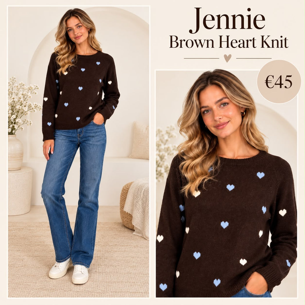 Jennie brown  Heart Polka Knit Jumper