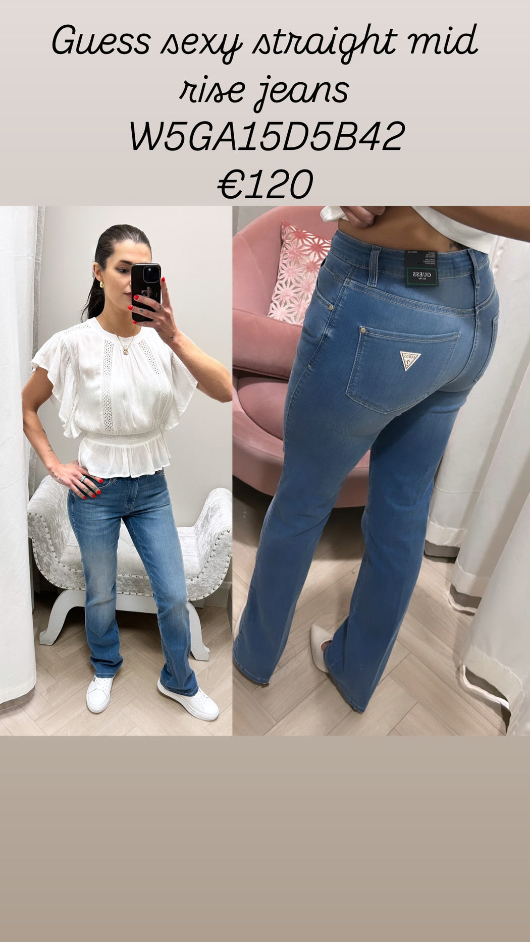 Guess sexy straight mid rise jeans W5GA15D5B42