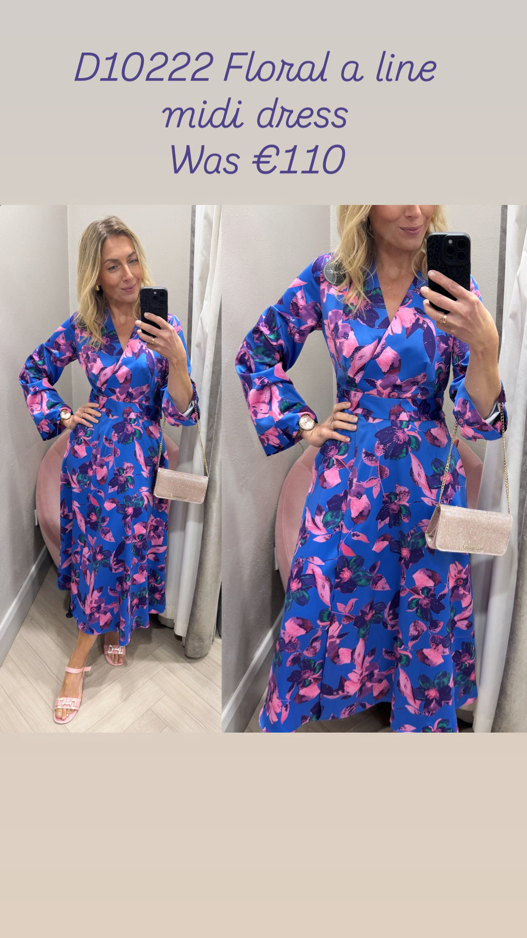 D10222 Floral a line midi dress