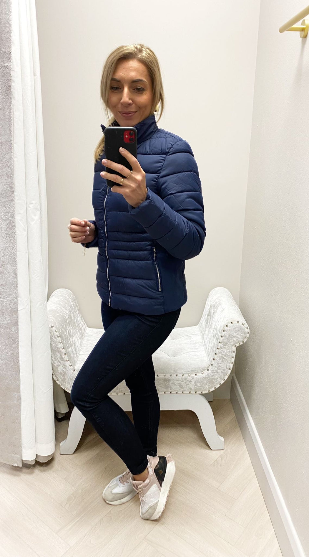 Evelyn navy puffa jacket