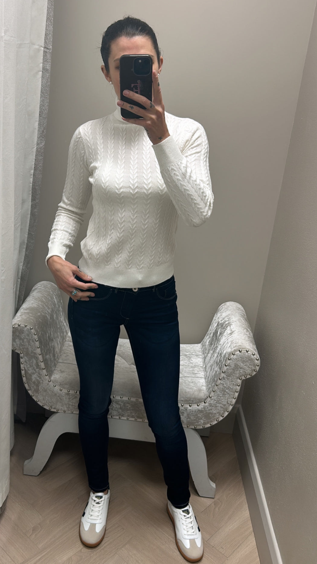 Deiopea cream rib polo neck