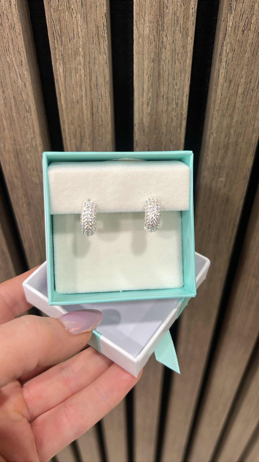 CZ HOOP SHAPED EARRINGS. T684EAP