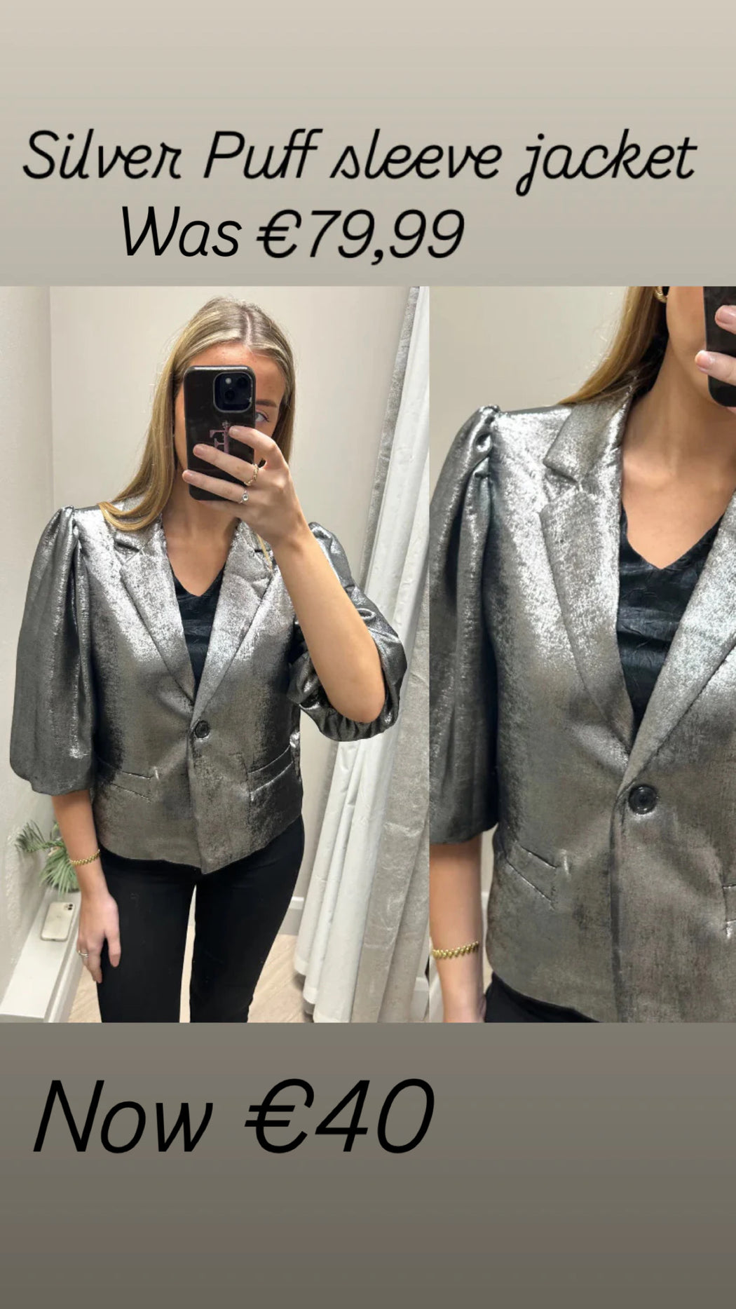 Silver Puff sleeve jacket