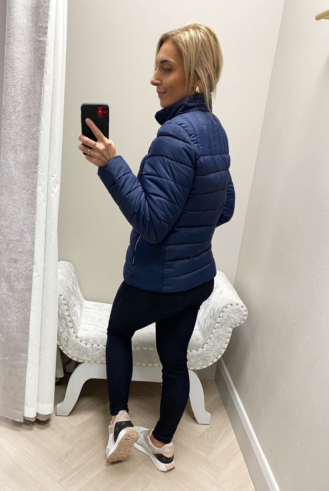 Evelyn navy puffa jacket