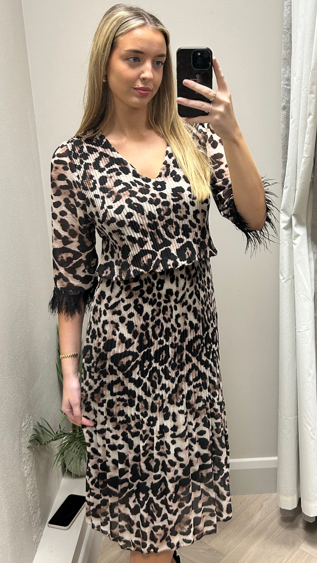 Jessica leopard  feather midi