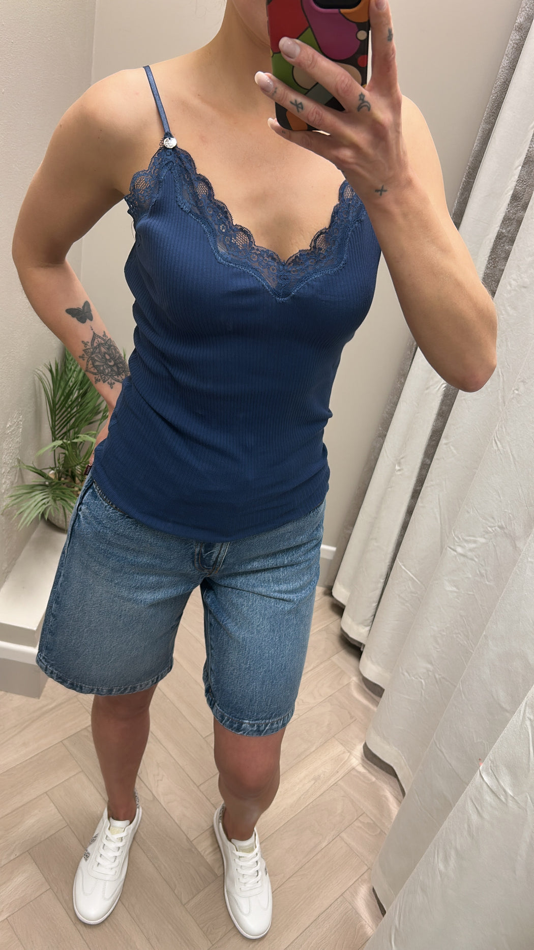 124101 NAVY SALSA LACE TOP WITH ADJUSTABLE STRAP SALE
