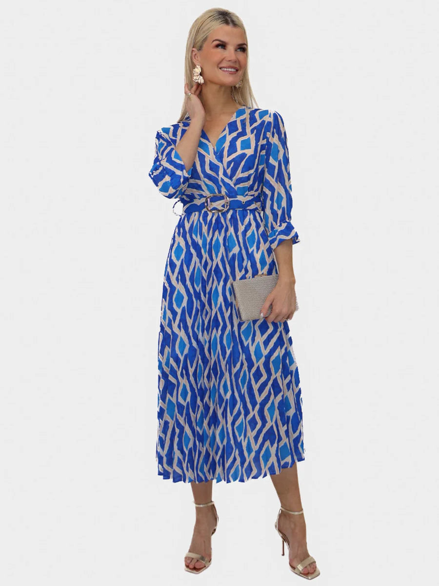 SKY BLUE PRINT POSITANO MIDI DRESS