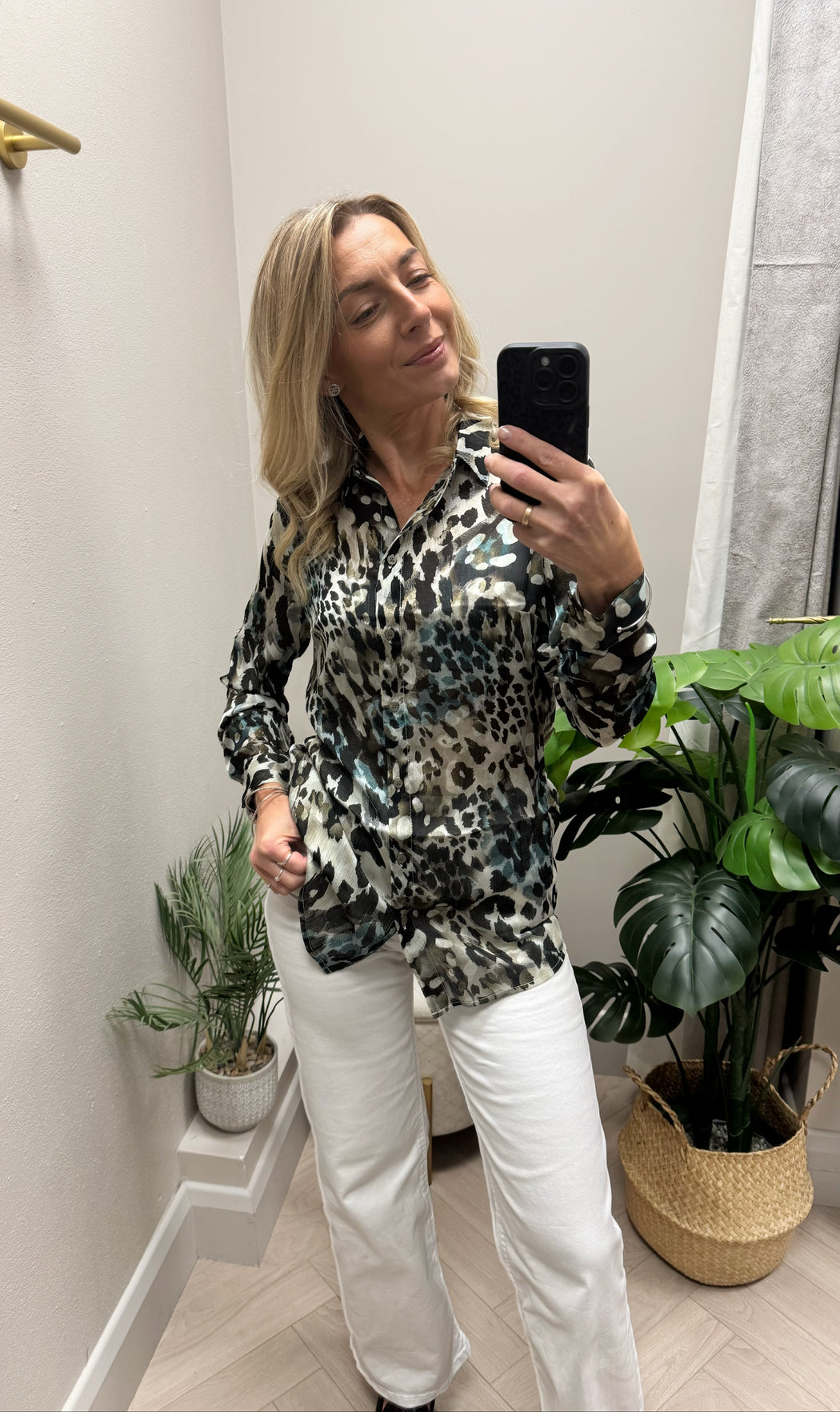 Guess clouis green print shirt w5yk98z2yk2-F7Bg