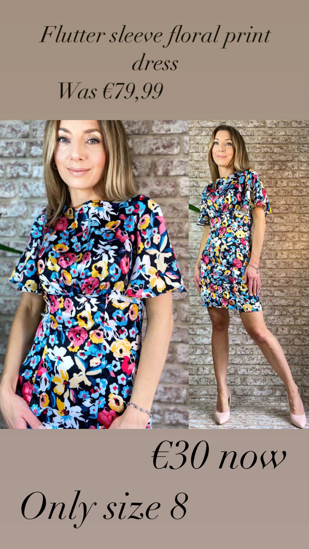 Cindy round neck floral print mini dress