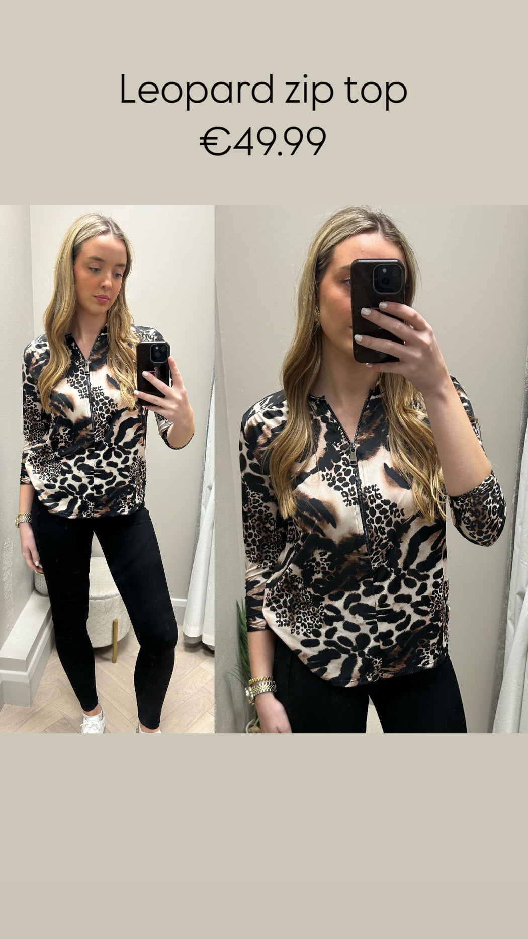 Leopard zip top