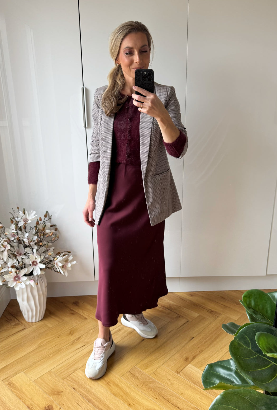 Plum Kansas satin skirt
