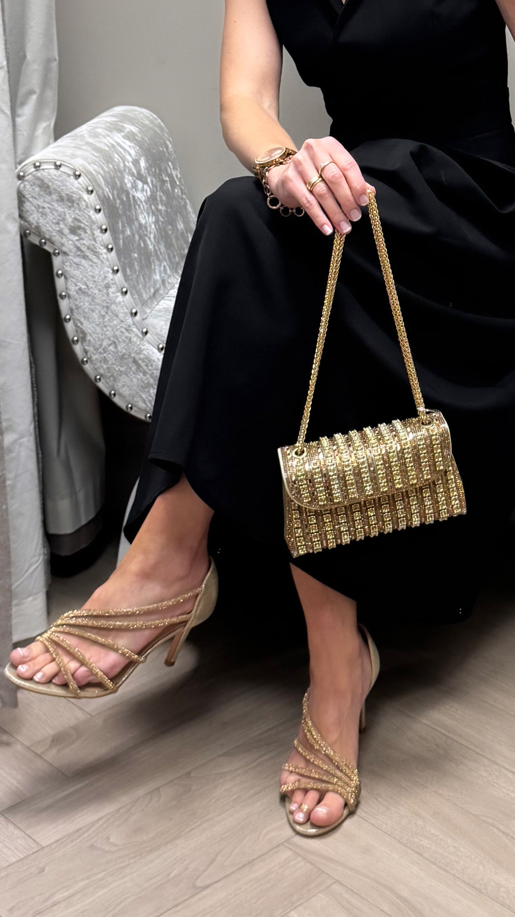 Gold powerscourt heels