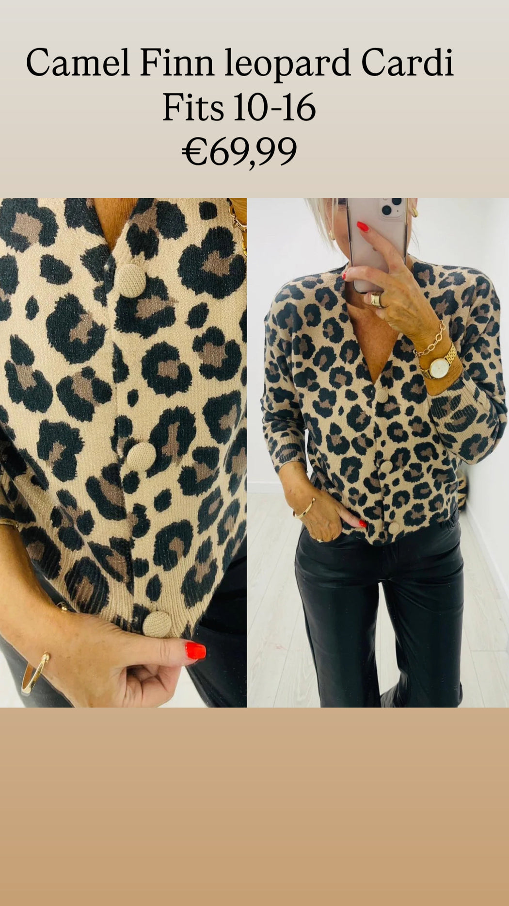 Camel Finn leopard Cardi