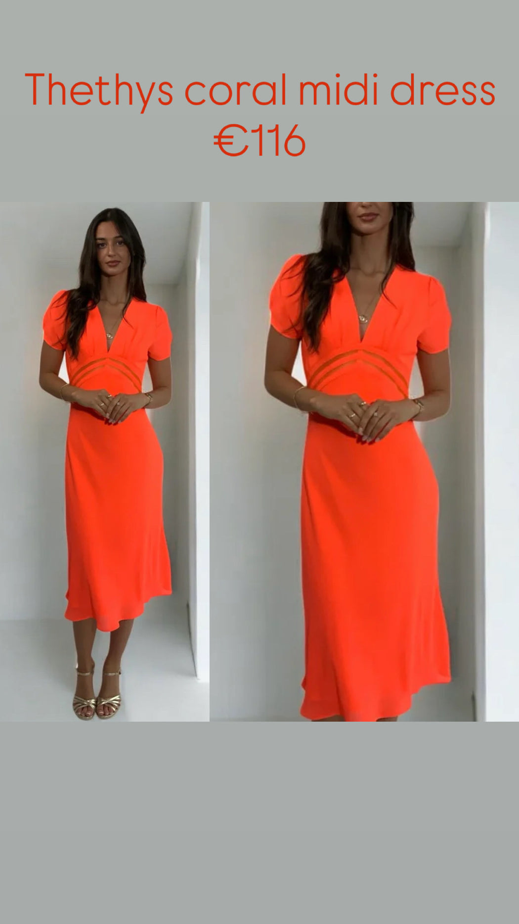 Thethys coral midi dress