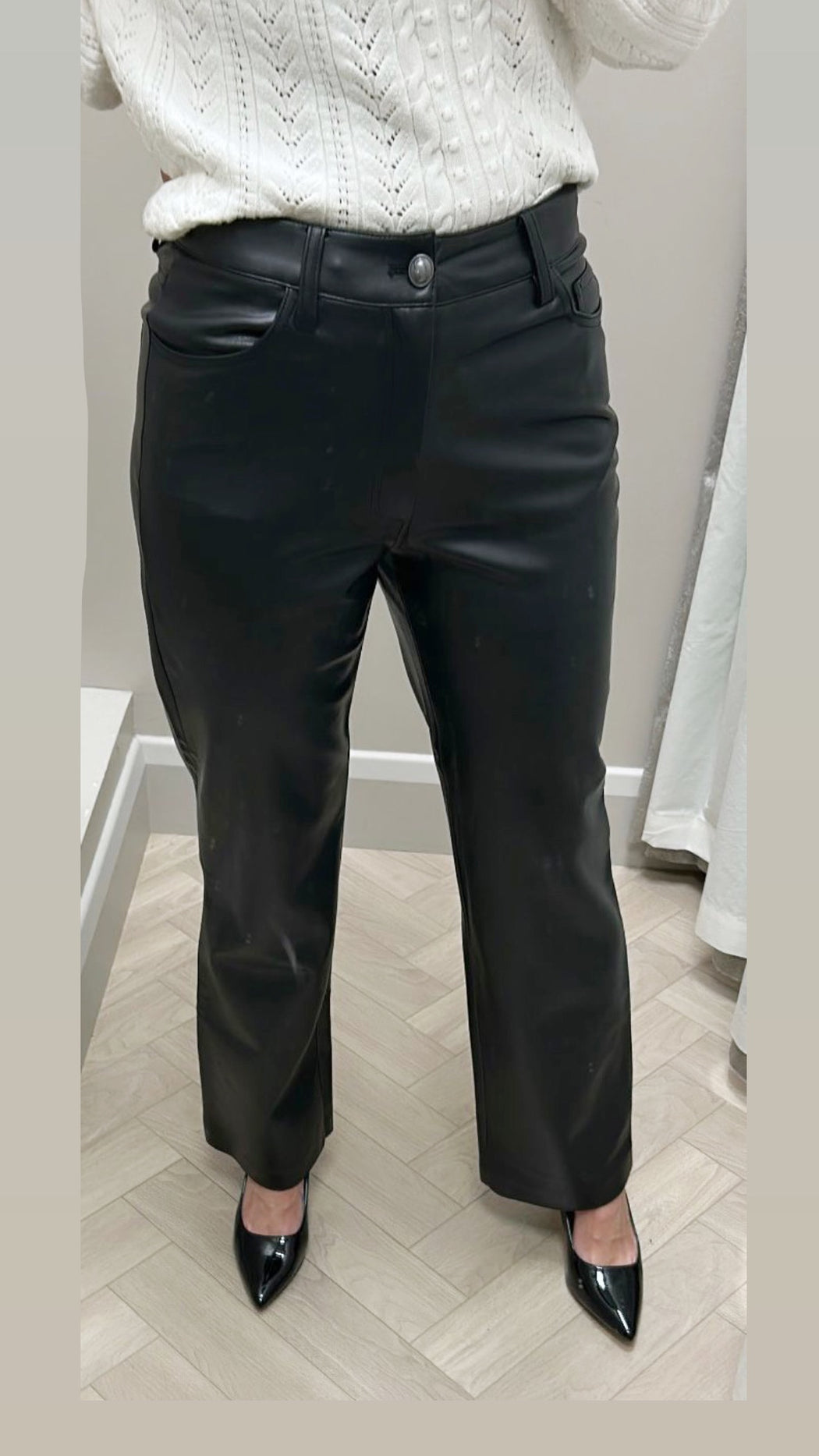Guess faux leather straight leg trousers