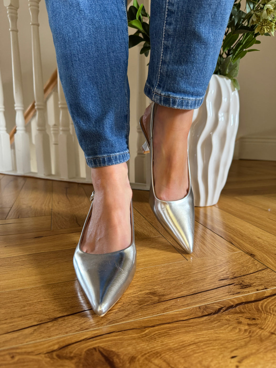 Arniston Silver slingback heels