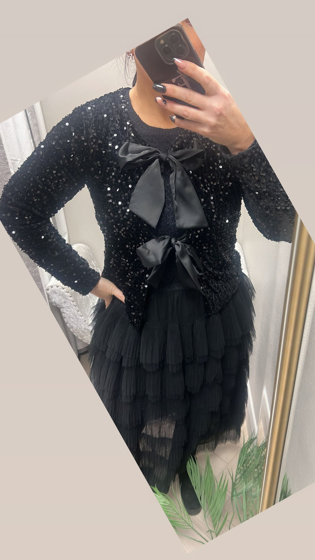 BLACK LORI BOW TIE TOP