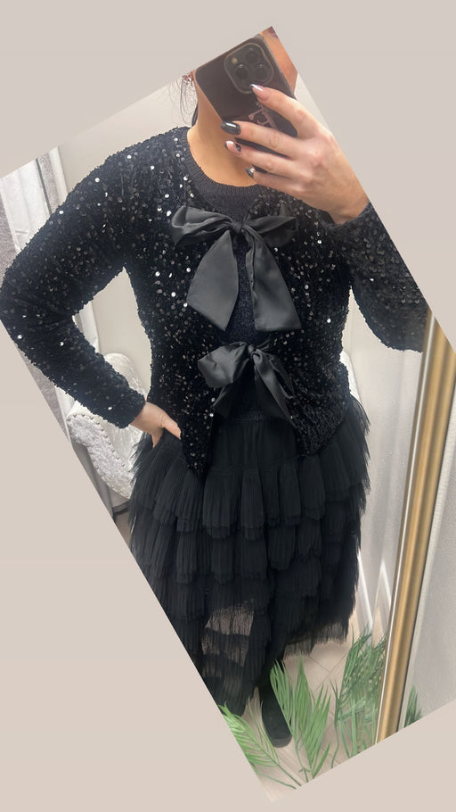 BLACK LORI BOW TIE TOP