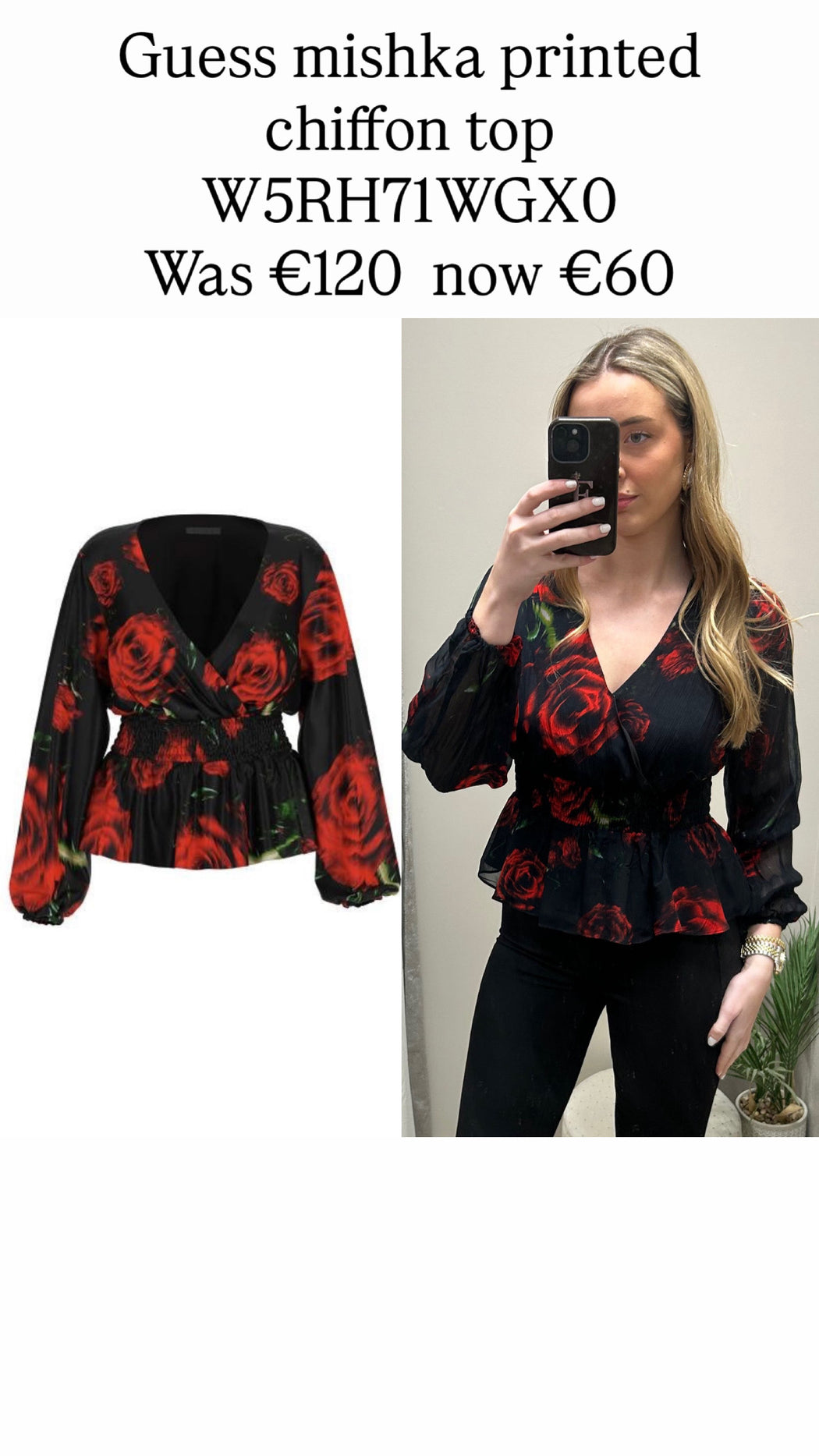 Guess mishka printed chiffon top W5RH71WGX0
