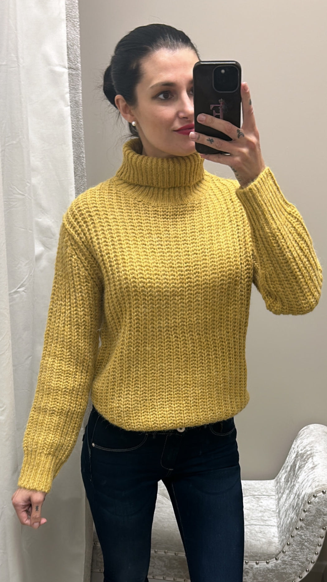 Taigete mustard turtle neck knit