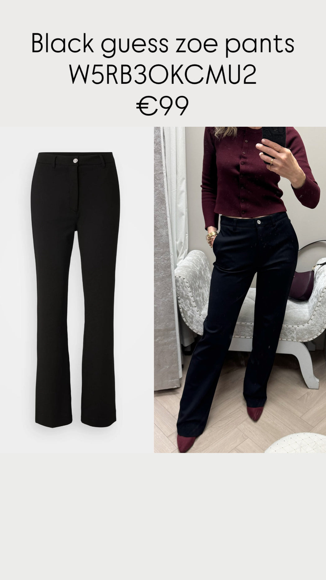 Black guess zoe pants W5RB30KCMU2