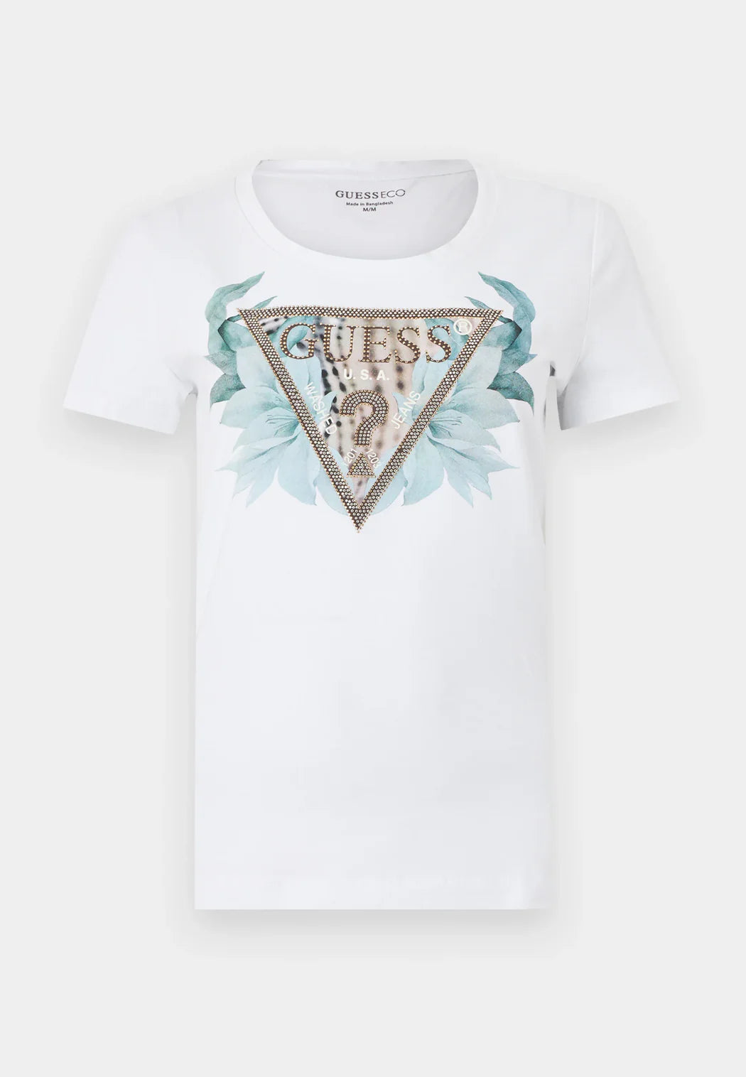 Guess Teal Flower Triangle T-Shirt. W6GI12K3027