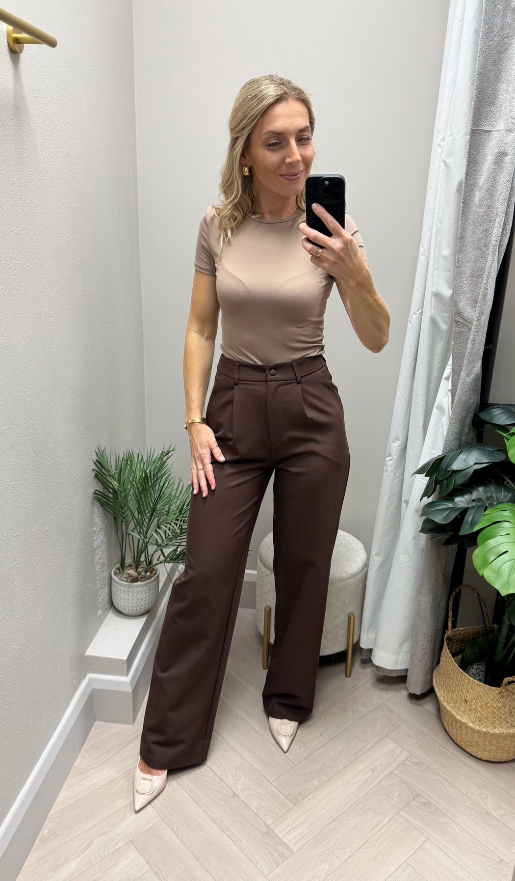 Jo Pleat Detail Tailored Trouser Brown