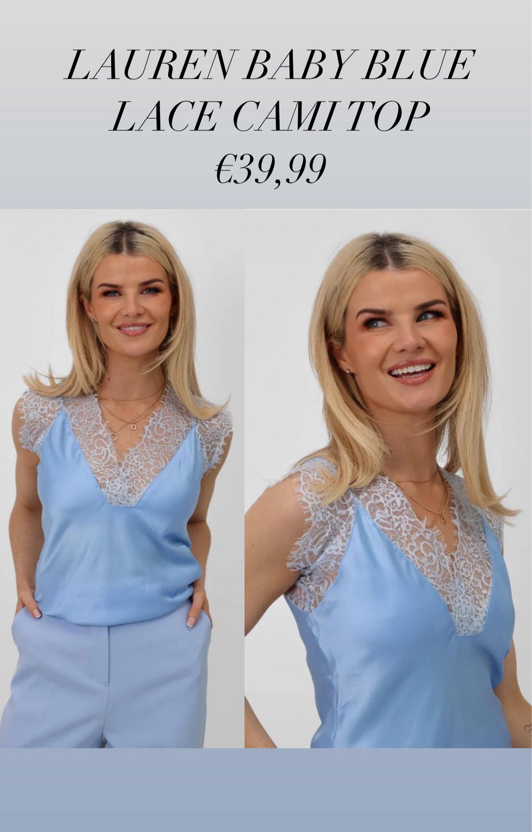 LAUREN BABY BLUE LACE CAMI TOP