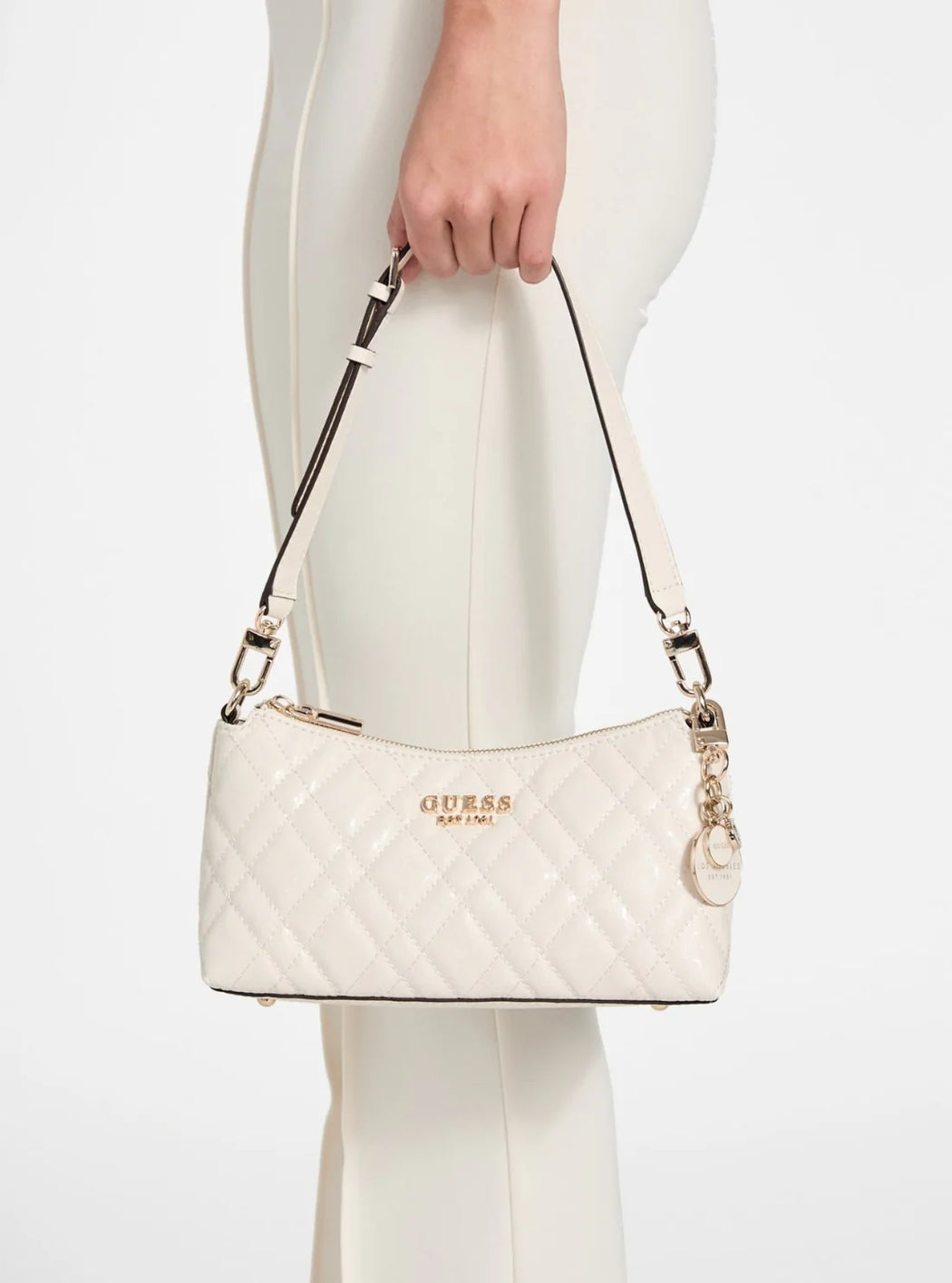 Guess off White Logo Isemay Shoulder Bag
