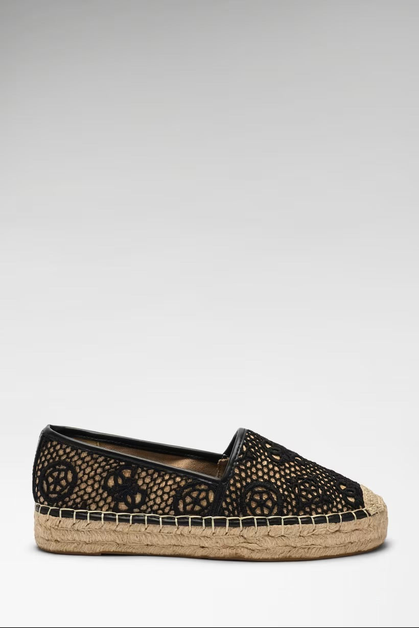 Guess black leather trim espradrils