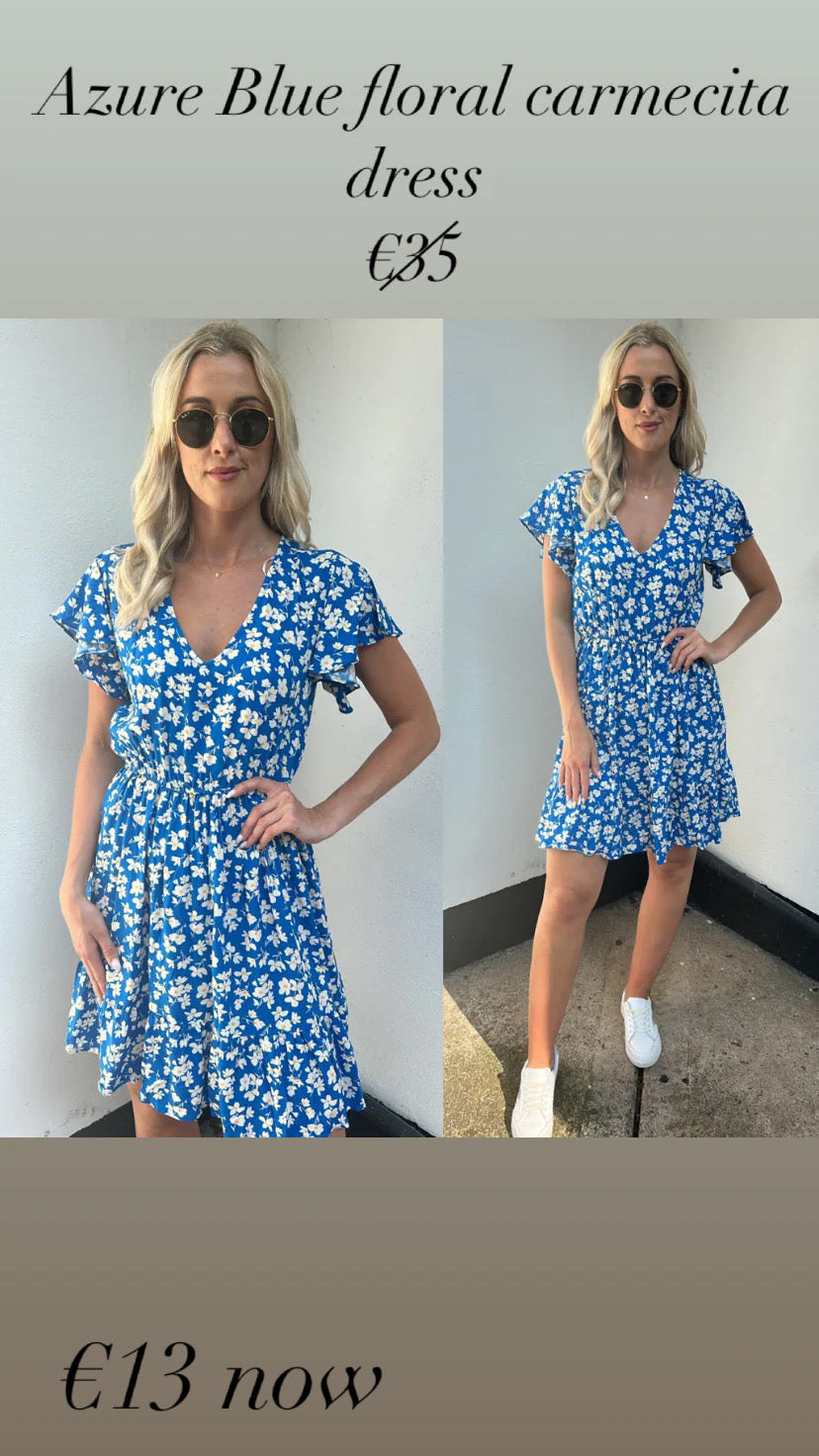 Azure Blue floral carmecita dress