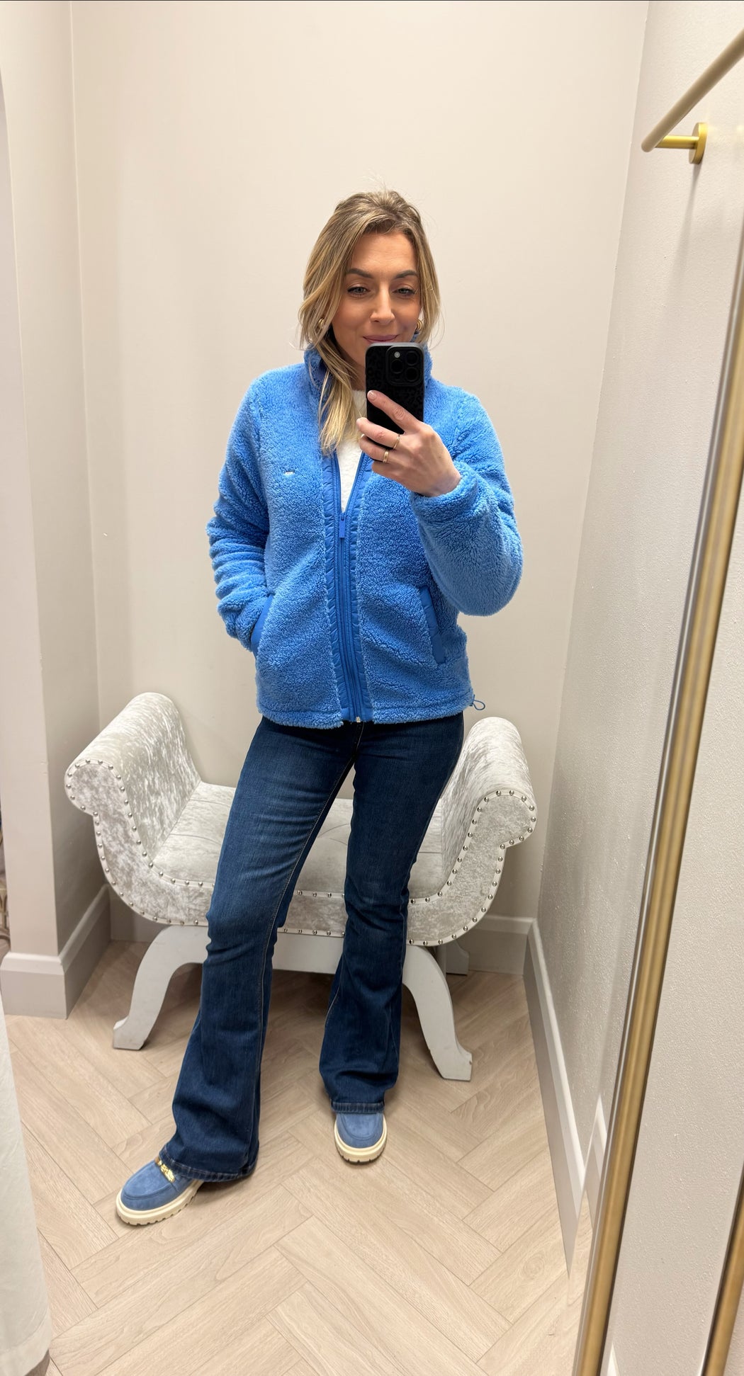 Zahra Teddy Bomber Cornflour Blue