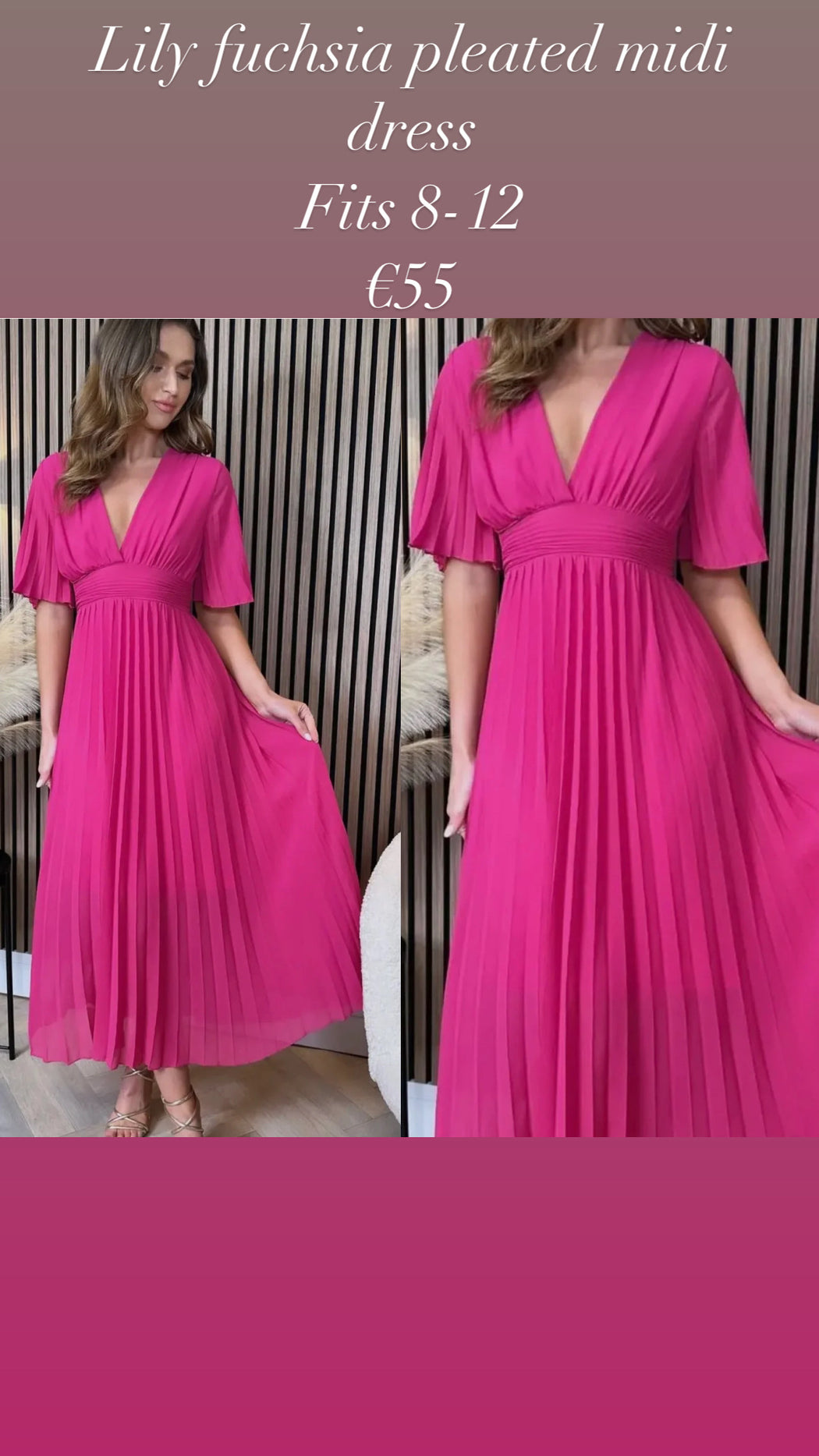 Lily fuchsia pleated midi dress