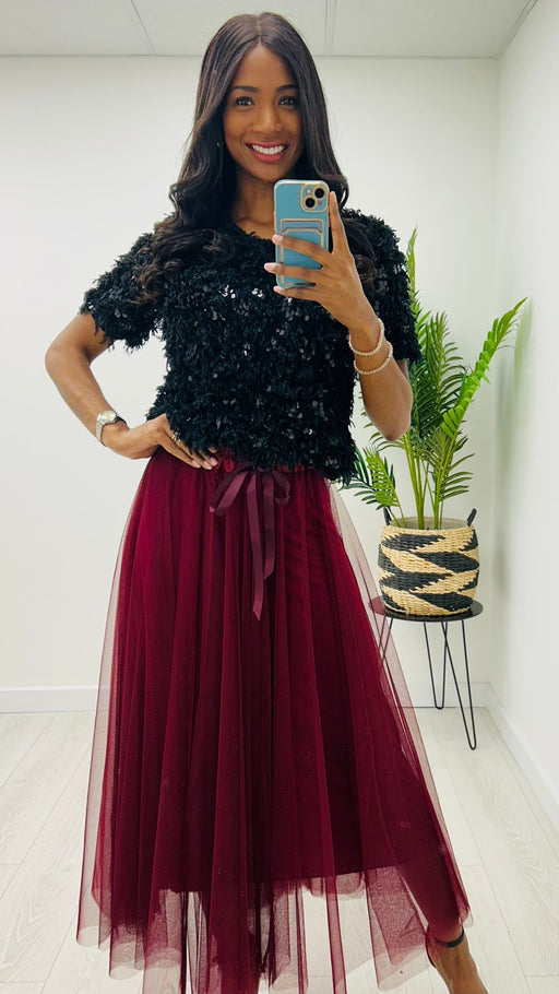 Wine  tulle skirt