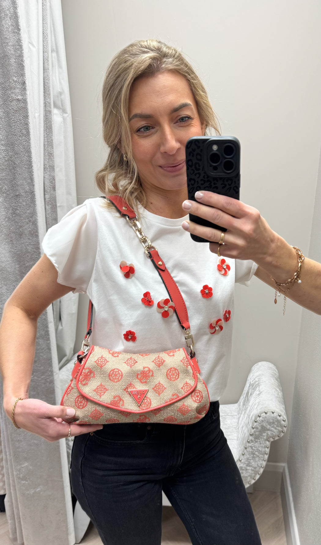 Guess coral red logo beyza shoulder bag JG962719