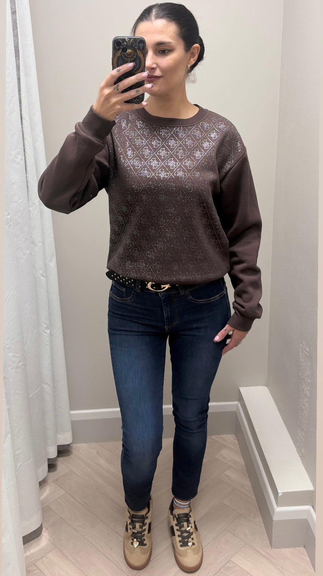 Guess brown  all over logo sweater w6bq14k6060