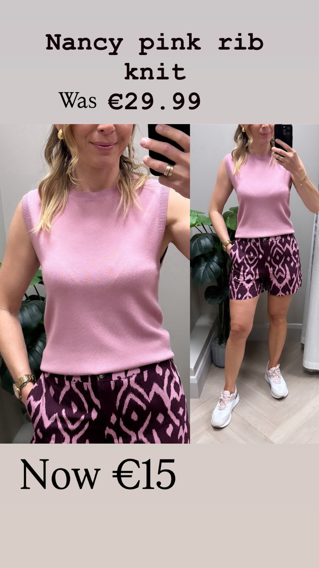 Nancy pink rib knit