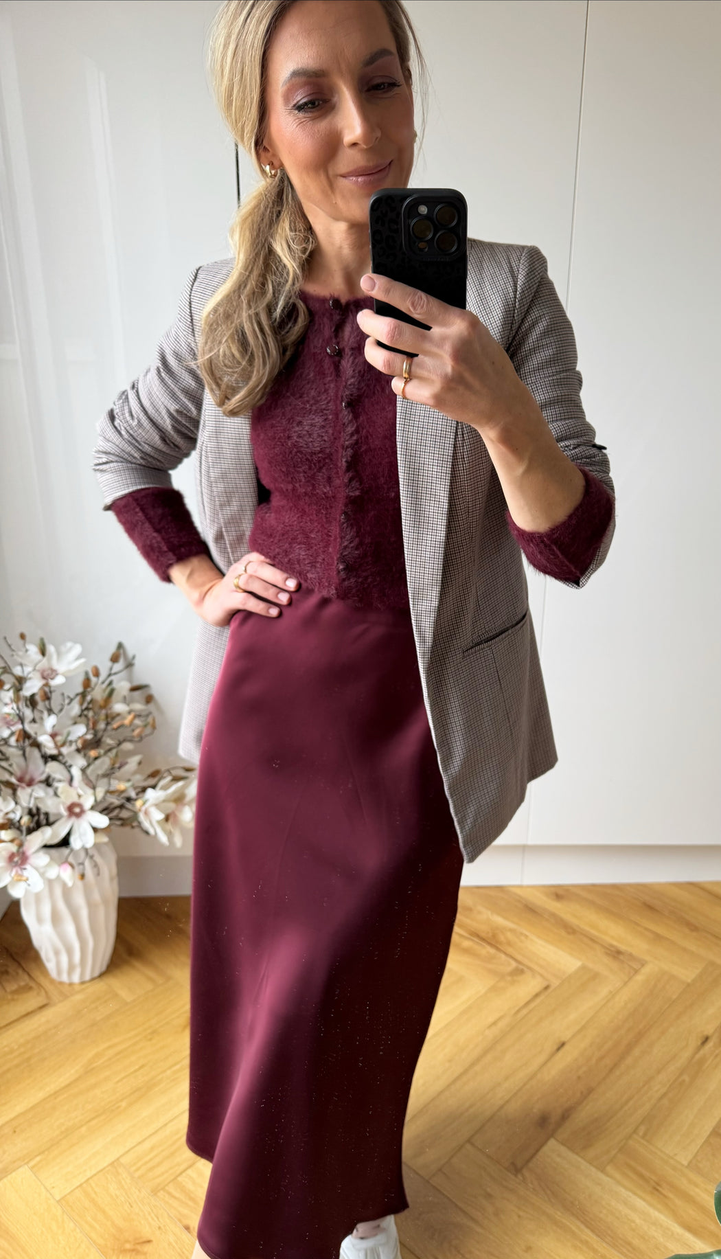 Plum Kansas satin skirt
