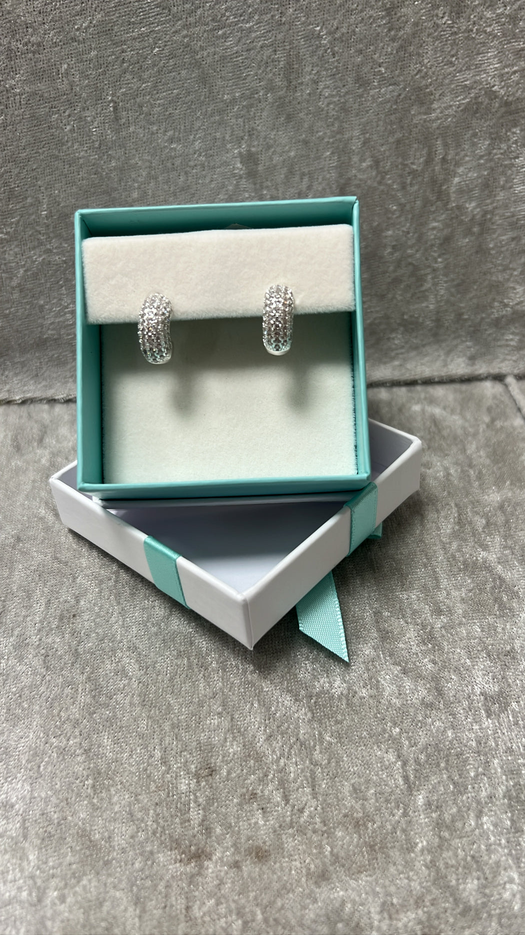 CZ HOOP SHAPED EARRINGS. T684EAP