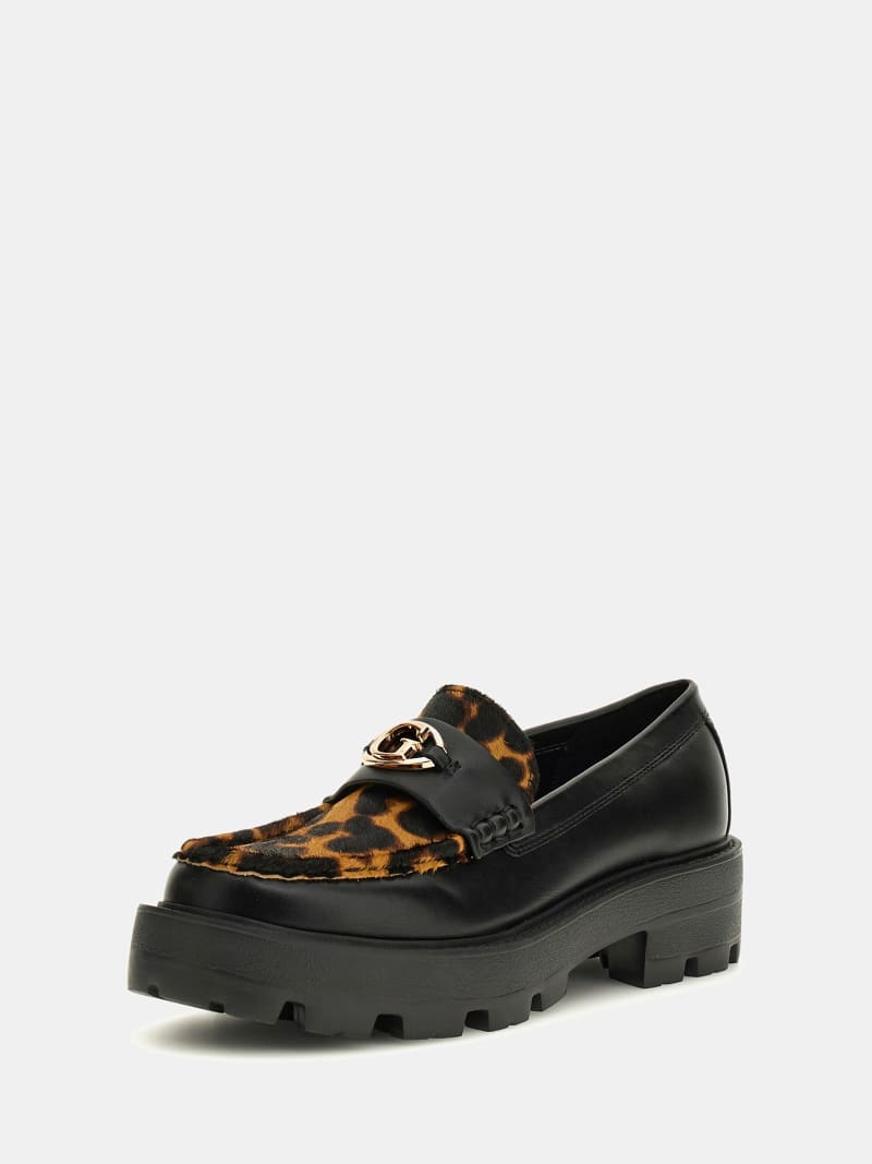 Guess black animal print loafer FLTYK2LEP14