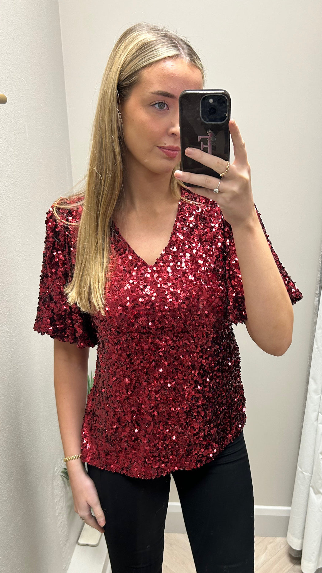 Red Emma sequin top