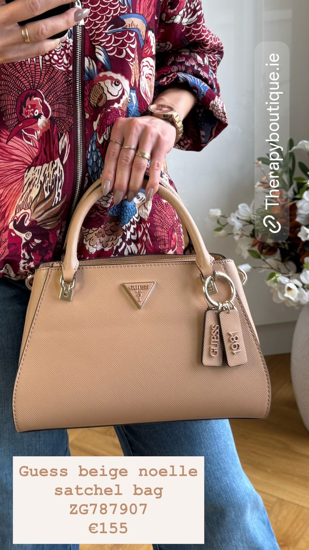 Guess beige noelle satchel bag ZG787907