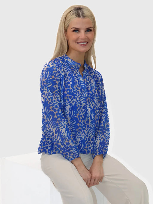 Blue animal print Bella band top