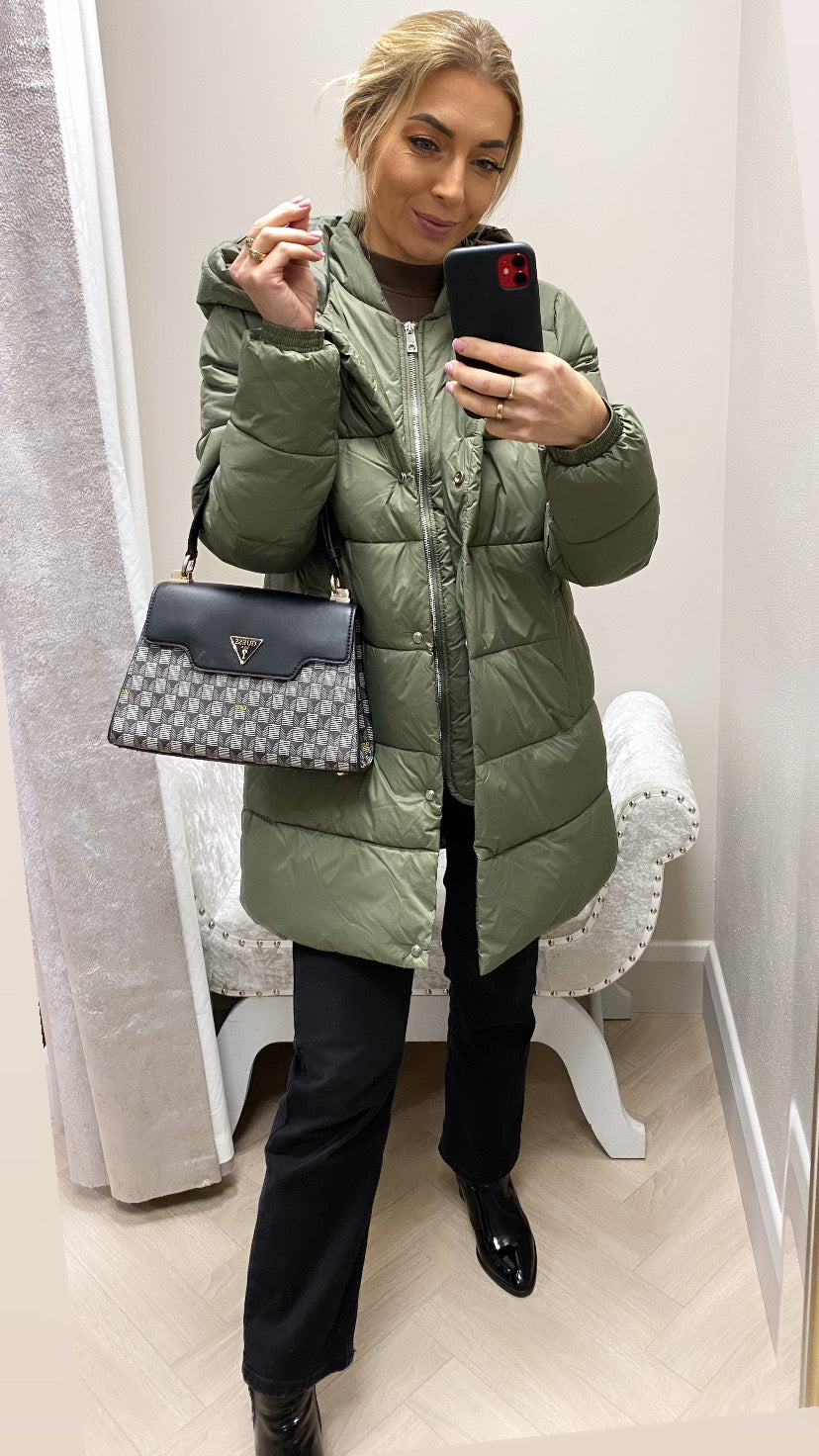 Ravina khaki green puffa jacket