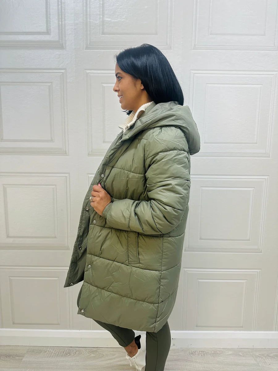 Ravina khaki green puffa jacket