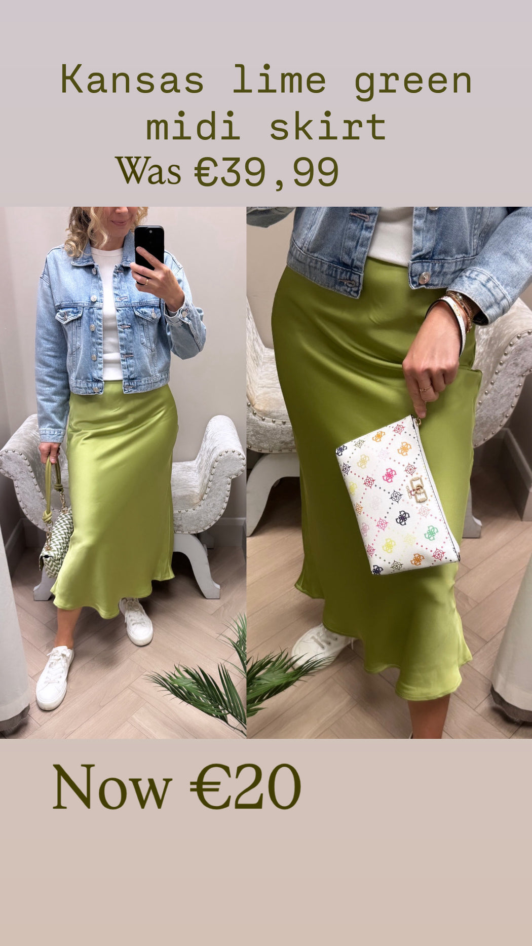 Kansas lime green midi skirt