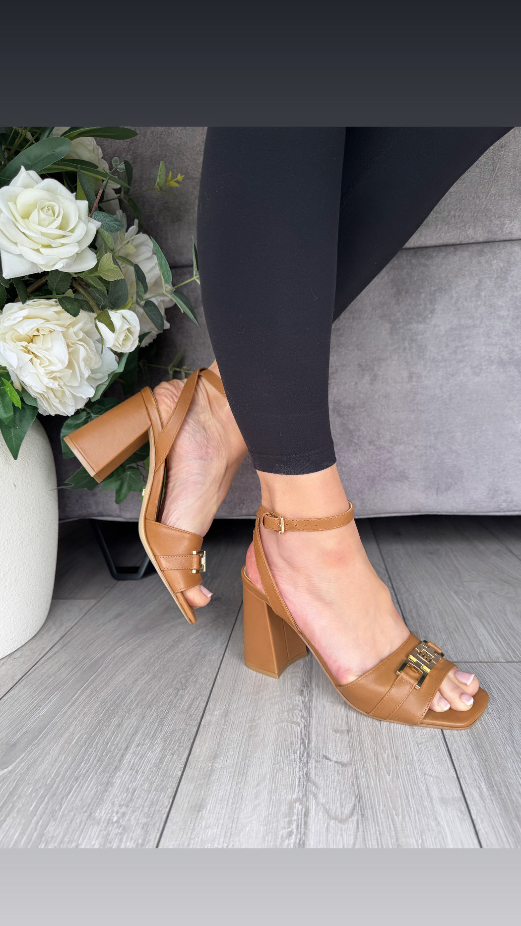 Guess tan gold detail sandals FLJGRTLEA03